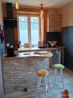 Cuisine ou kitchenette dans l'établissement Appartement Le Bihé La Bresse