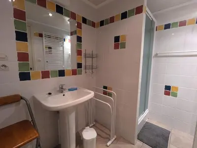 Salle de bains dans l'établissement Le Petit Chalet Bellevue - COSY calme parking