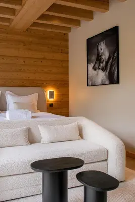 Un ou plusieurs lits dans un hébergement de l'établissement Chalet - L'Ours Blanc