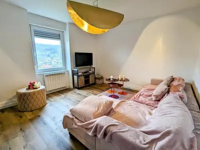 Télévision ou salle de divertissement dans l'établissement Appartement rénové avec jardin, parking et WiFi à Gérardmer - FR-1-589-678