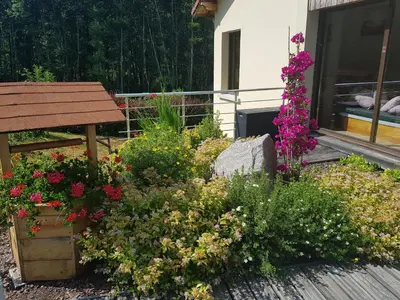 Jardin de l'établissement Chambre spacieuse avec piscine, spa et hammam - FR-1-589-721