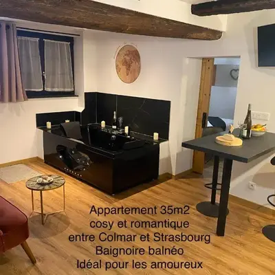 Au Refuge des amoureux avec baignoire Balnéo 2 personnes
