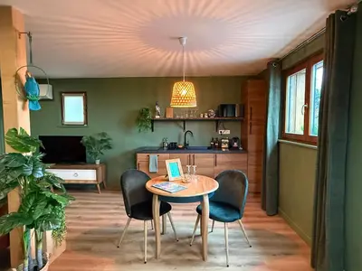 Cuisine ou kitchenette dans l'établissement Suite LIANA - SPA- SAUNA