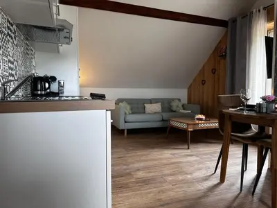 Coin salon dans l'établissement Chalet Bois de Rose