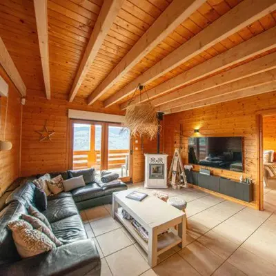 Télévision ou salle de divertissement dans l'établissement Chalet Lipa - Confort et Sauna au cœur des Vosges