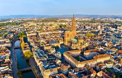 Vue générale sur Sélestat ou vue de la ville depuis l'appartement