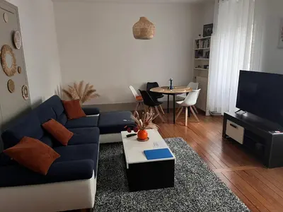 Télévision ou salle de divertissement dans l'établissement Jardin de Victor Appartements calmes spacieux avec jardin clos