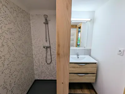 Salle de bains dans l'établissement Gîte montagnard La Bresse 4 pers, terrasse, parking, WIFI - FR-1-589-693