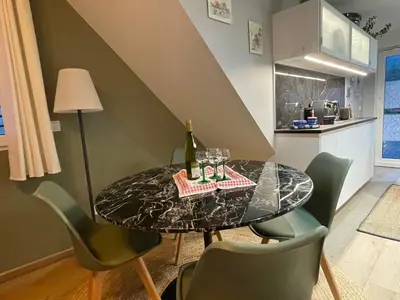 Cuisine ou kitchenette dans l'établissement La Closerie du Château - Vignoble à 10mn de COLMAR