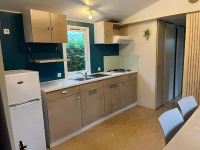 Cuisine ou kitchenette dans l'établissement Mobile home