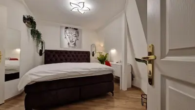 Un ou plusieurs lits dans un hébergement de l'établissement Swiss Border Apartment for 4 People, Free Parking, 1min from Basel