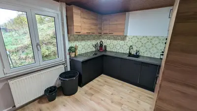 Cuisine ou kitchenette dans l'établissement Au pied du col