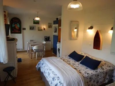 Un ou plusieurs lits dans un hébergement de l'établissement D2 Beautiful studio of 1 à 4 pers face valley 3 stars WiFi