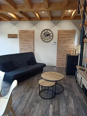 Cuisine ou kitchenette dans l'établissement Chalet Le Nid Douillet avec jacuzzi et sauna privatifs