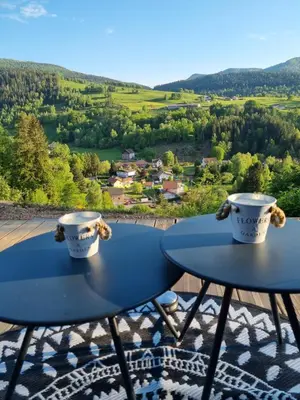 Vue générale sur la montagne ou vue sur la montagne depuis le chalet