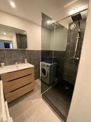 Salle de bains dans l'établissement Chez Mathias 2 bedrooms 2 beds cribs garage