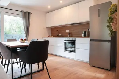 Cuisine ou kitchenette dans l'établissement Duplex Harmonie proche frontière