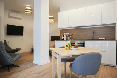 Cuisine ou kitchenette dans l'établissement Esprit Nature- Charming studio
