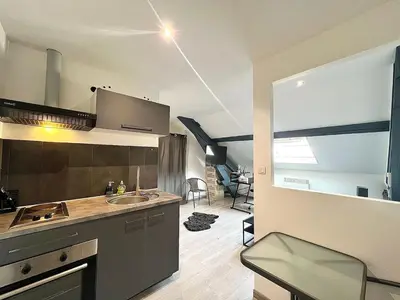 Cuisine ou kitchenette dans l'établissement Appartement moderne et central