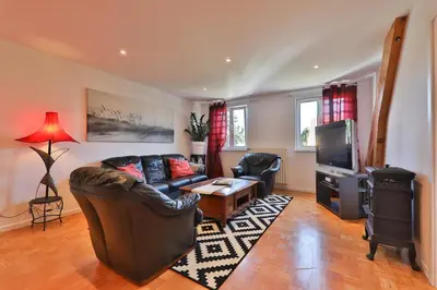 Télévision ou salle de divertissement dans l'établissement Spacious apartment, balneo and garden