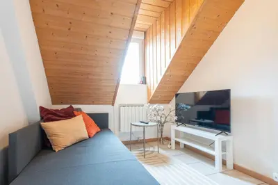 Télévision ou salle de divertissement dans l'établissement Bel appartement 3Pers Stationnement Gratuit Centre