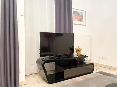 Télévision ou salle de divertissement dans l'établissement Le Fleur Magnifique Appartement Saint-Louis