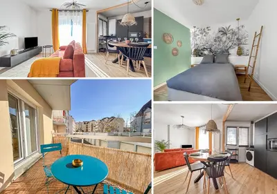 Coin salon dans l'établissement Saint-Louis - Cozy Apartment Close to Switzerland & Train Station