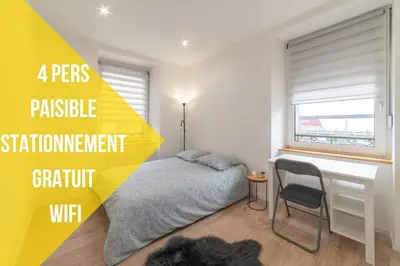 Un ou plusieurs lits dans un hébergement de l'établissement ALMA BIG Bel Appartement Proche Gare Mulhouse