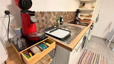 Cuisine ou kitchenette dans l'établissement Cocon urbain , bel appartement entièrement équipé, entrée privée, parking