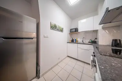 Cuisine ou kitchenette dans l'établissement Le Bâle 92A Appartement 6 Pers Parking Privé
