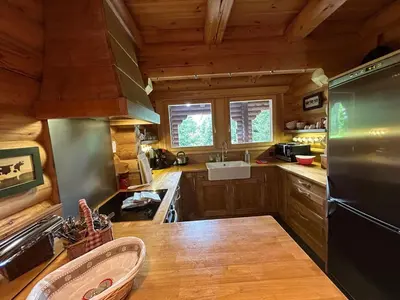Cuisine ou kitchenette dans l'établissement Chalet Le Petit Pré