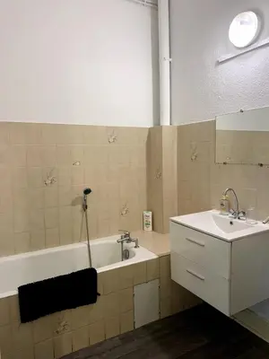 Salle de bains dans l'établissement Grand appartement proche centre et tram