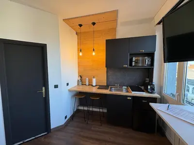Cuisine ou kitchenette dans l'établissement Modern Studio in Mulhouse Perfect for a Stay