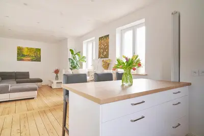 Coin salon dans l'établissement Lovely 2 bedrooms flat Basel Saint Louis -with private parking