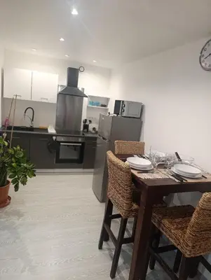 Cuisine ou kitchenette dans l'établissement Grand studio dans maison parking privé gratuit