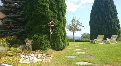 Jardin de l'établissement les balcons de Fellering