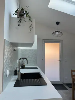 Cuisine ou kitchenette dans l'établissement Zenith spacious studio in a central and quiet area near Basel
