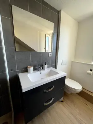 Salle de bains dans l'établissement Au pays des bretzels