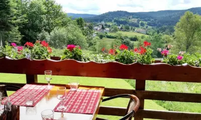 Vue générale sur la montagne ou vue sur la montagne depuis le chalet