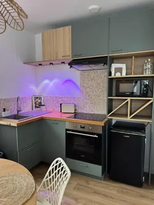 Cuisine ou kitchenette dans l'établissement Escapade bohème