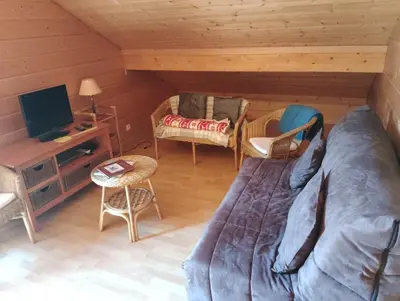 Télévision ou salle de divertissement dans l'établissement chalet Leon