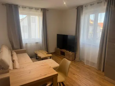 Télévision ou salle de divertissement dans l'établissement Appart Hôtel la roseraie