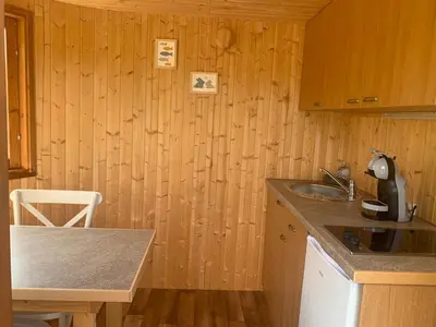 Cuisine ou kitchenette dans l'établissement La Feuille - Cabane isolée avec vue sur étang, terrasse privée & pêche