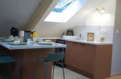 Cuisine ou kitchenette dans l'établissement Azalée cocooning appartement