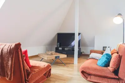 Coin salon dans l'établissement LE DUPLEX BORDERLINE , balade au bord du Rhin