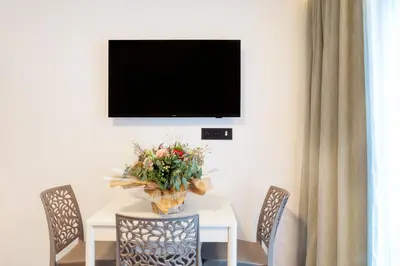 Télévision ou salle de divertissement dans l'établissement Les Appartements Husseren Collections - Proche Colmar - Eguisheim