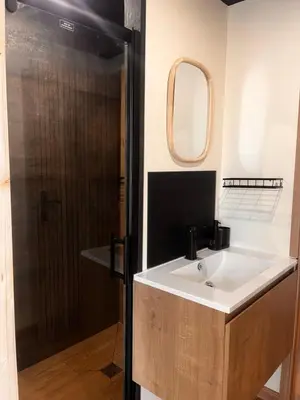 Salle de bains dans l'établissement Au cœur des Vosges