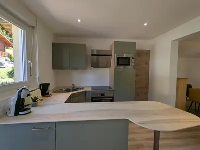 Cuisine ou kitchenette dans l'établissement Maison 4 pers à Gérardmer entre lac et montagne avec terrasse - FR-1-589-836