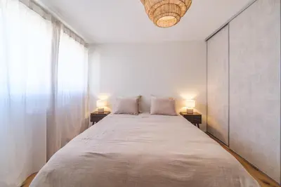 Un ou plusieurs lits dans un hébergement de l'établissement Duplex Jardin – Gîte des 4 Lions