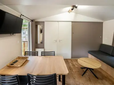 Télévision ou salle de divertissement dans l'établissement Mobil-home confortable 4 pers avec terrasse - API-1-52-611